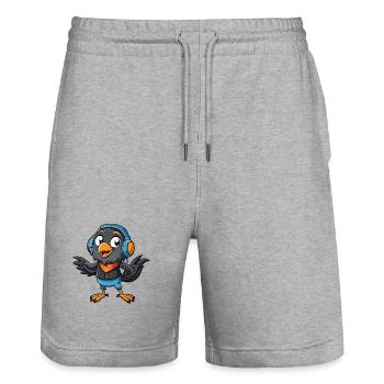 Crow Funny Cartoon Character Musique de casque - Short de jogging bio TRAINER Stanley/Stella unisexe - gris chiné - Devant - Nik (191cm) & Marisol (170cm)