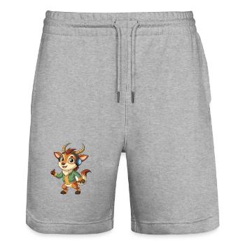Antilope Lustige Cartoon Figur Kopfhörer Musik - Stanley/Stella Unisex Bio Joggingshorts Trainer  - Grau meliert - Vorne - Nik (191cm) & Marisol (170cm)