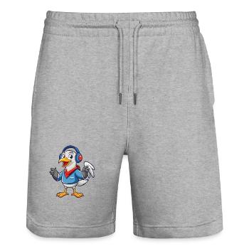 Albatross Funny Cartoon Character Musique de casque - Short de jogging bio TRAINER Stanley/Stella unisexe - gris chiné - Devant - Nik (191cm) & Marisol (170cm)