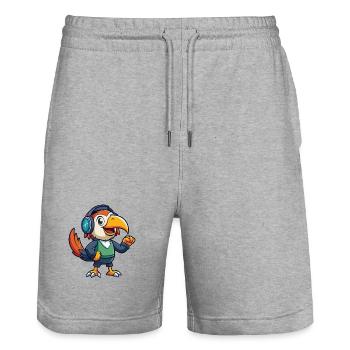Toucan Funny Cartoon Character Musique de casque - Short de jogging bio TRAINER Stanley/Stella unisexe - gris chiné - Devant - Nik (191cm) & Marisol (170cm)