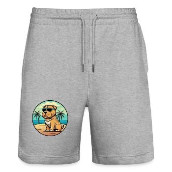 Shar Pei Hunderasse Cartoon Sonnenbrille Strand - Stanley/Stella Unisex Bio Joggingshorts Trainer  - Grau meliert - Vorne - Nik (191cm) & Marisol (170cm)