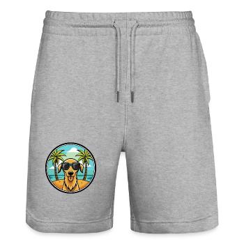 Sloughi Hunderasse Cartoon Sonnenbrille Strand - Stanley/Stella Unisex Bio Joggingshorts Trainer  - Grau meliert - Vorne - Nik (191cm) & Marisol (170cm)