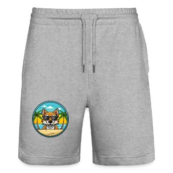 Tiroler Bracke Hunderasse Cartoon Sonnenbrille Strand - Stanley/Stella Unisex Bio Joggingshorts Trainer  - Grau meliert - Vorne - Nik (191cm) & Marisol (170cm)