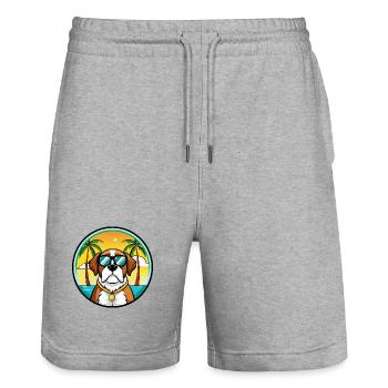 Bernhardiner Hunderasse Cartoon Sonnenbrille Strand - Stanley/Stella Unisex Bio Joggingshorts Trainer  - Grau meliert - Vorne - Nik (191cm) & Marisol (170cm)