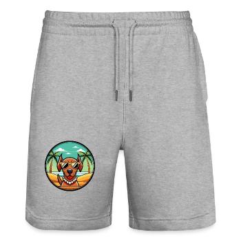 Sabueso Español Hunderasse Cartoon Sonnenbrille Strand - Stanley/Stella Unisex Bio Joggingshorts Trainer  - Grau meliert - Vorne - Nik (191cm) & Marisol (170cm)