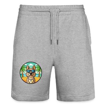 Schäferhund Rasse Cartoon Sonnenbrille Strand - Stanley/Stella Unisex Bio Joggingshorts Trainer  - Grau meliert - Vorne - Nik (191cm) & Marisol (170cm)