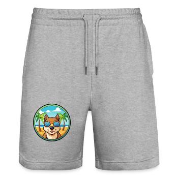 Russian Toy Dog Breed Cartoon Sunglasses Beach - Stanley/Stella Trainer Unisex Organic Jogging Shorts - heather grey - Front - Nik (191cm) & Marisol (170cm)