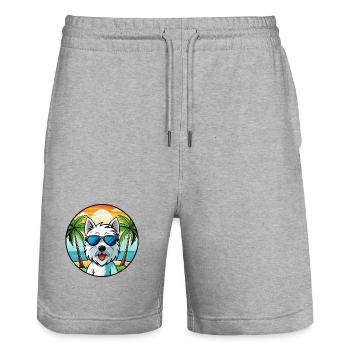 Westie Chien Race Dessin Animé Lunettes De Soleil Plage - Short de jogging bio TRAINER Stanley/Stella unisexe - gris chiné - Devant - Nik (191cm) & Marisol (170cm)
