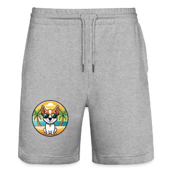 Rat Terrier Hund Rasse Cartoon Sonnenbrille Strand - Stanley/Stella Unisex Bio Joggingshorts Trainer  - Grau meliert - Vorne - Nik (191cm) & Marisol (170cm)