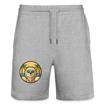 Puli Chien Race Dessin Animé Lunettes De Soleil Plage - Short de jogging bio TRAINER Stanley/Stella unisexe - gris chiné - Devant - Nik (191cm) & Marisol (170cm)