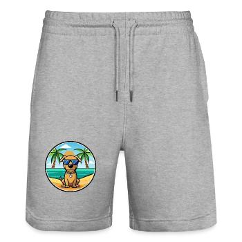 Serbischer Windhund Rasse Cartoon Sonnenbrille Strand - Stanley/Stella Unisex Bio Joggingshorts Trainer  - Grau meliert - Vorne - Nik (191cm) & Marisol (170cm)