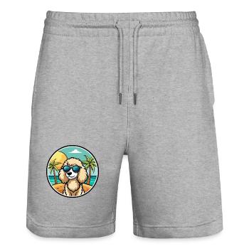 Pudel Hund Rasse Cartoon Sonnenbrille Strand - Stanley/Stella Unisex Bio Joggingshorts Trainer  - Grau meliert - Vorne - Nik (191cm) & Marisol (170cm)