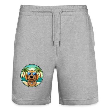 Picardie Spaniel Hund Rasse Cartoon Sonnenbrille Strand - Stanley/Stella Unisex Bio Joggingshorts Trainer  - Grau meliert - Vorne - Nik (191cm) & Marisol (170cm)