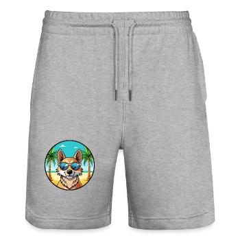 Slovensky Kopov Hunderasse Cartoon Sonnenbrille Strand - Stanley/Stella Unisex Bio Joggingshorts Trainer  - Grau meliert - Vorne - Nik (191cm) & Marisol (170cm)