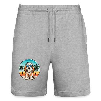 Petit Basset Griffon Vendeen Hunderasse Karikatur - Stanley/Stella Unisex Bio Joggingshorts Trainer  - Grau meliert - Vorne - Nik (191cm) & Marisol (170cm)