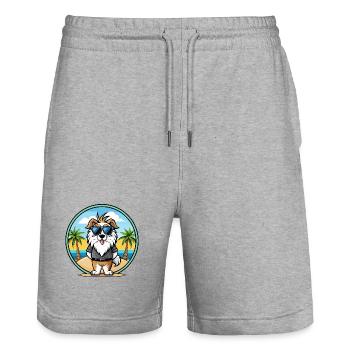 Picardie Schäferhund Rasse Cartoon Sonnenbrille Strand - Stanley/Stella Unisex Bio Joggingshorts Trainer  - Grau meliert - Vorne - Nik (191cm) & Marisol (170cm)