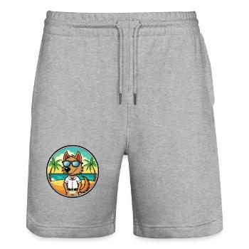 Polnische Jagdhunderasse Cartoon Sonnenbrille Strand - Stanley/Stella Unisex Bio Joggingshorts Trainer  - Grau meliert - Vorne - Nik (191cm) & Marisol (170cm)