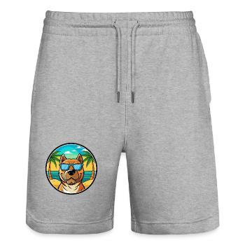 Perro De Presa Canario Hunderasse Cartoon Strand - Stanley/Stella Unisex Bio Joggingshorts Trainer  - Grau meliert - Vorne - Nik (191cm) & Marisol (170cm)