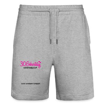30 Geburtstag Gästebuch Deko Geschenk - Stanley/Stella Unisex Bio Joggingshorts Trainer  - Grau meliert - Vorne - Nik (191cm) & Marisol (170cm)