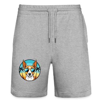 Ibizan Hound Hund Rasse Cartoon Sonnenbrille Strand - Stanley/Stella Unisex Bio Joggingshorts Trainer  - Grau meliert - Vorne - Nik (191cm) & Marisol (170cm)