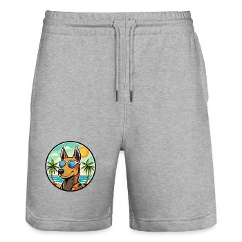 Manchester Terrier Hunderasse Cartoon Sonnenbrille - Stanley/Stella Unisex Bio Joggingshorts Trainer  - Grau meliert - Vorne - Nik (191cm) & Marisol (170cm)