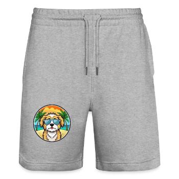 Lhassa Apso Chien Race Dessin Animé Lunettes De Soleil Plage - Short de jogging bio TRAINER Stanley/Stella unisexe - gris chiné - Devant - Nik (191cm) & Marisol (170cm)