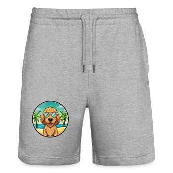 Labradoodle Hunderasse Cartoon Sonnenbrille Strand - Stanley/Stella Unisex Bio Joggingshorts Trainer  - Grau meliert - Vorne - Nik (191cm) & Marisol (170cm)