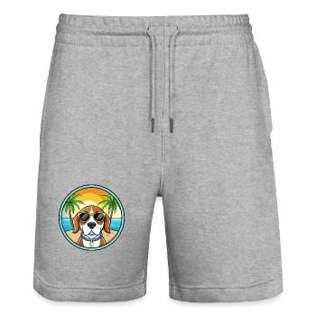 Kerry Beagle Hunderasse Cartoon Sonnenbrille Strand - Stanley/Stella Unisex Bio Joggingshorts Trainer  - Grau meliert - Vorne - Nik (191cm) & Marisol (170cm)