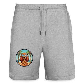Irish Setter Hund Rasse Cartoon Sonnenbrille Strand - Stanley/Stella Unisex Bio Joggingshorts Trainer  - Grau meliert - Vorne - Nik (191cm) & Marisol (170cm)
