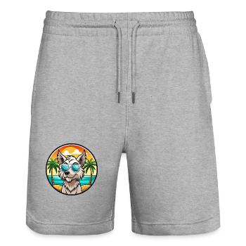 Grand Griffon Vendeen Hunderasse Cartoon Sonnenbrille - Stanley/Stella Unisex Bio Joggingshorts Trainer  - Grau meliert - Vorne - Nik (191cm) & Marisol (170cm)