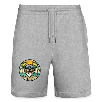 German Spaniel Dog Breed Cartoon Sunglasses Beach - Stanley/Stella Trainer Unisex Organic Jogging Shorts - heather grey - Front - Nik (191cm) & Marisol (170cm)