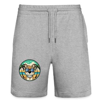 Hamiltonstovare Dog Breed Cartoon Sunglasses Beach - Stanley/Stella Trainer Unisex Organic Jogging Shorts - heather grey - Front - Nik (191cm) & Marisol (170cm)