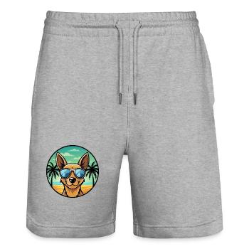 Englische Spielzeug Terrier Hund Rasse Cartoon Sonnenbrille - Stanley/Stella Unisex Bio Joggingshorts Trainer  - Grau meliert - Vorne - Nik (191cm) & Marisol (170cm)