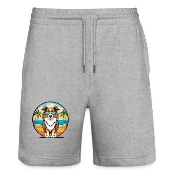Berger anglais Chien Race Dessin Animé Lunettes De Soleil Plage - Short de jogging bio TRAINER Stanley/Stella unisexe - gris chiné - Devant - Nik (191cm) & Marisol (170cm)