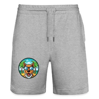 Drever Hunderasse Cartoon Sonnenbrille Strand - Stanley/Stella Unisex Bio Joggingshorts Trainer  - Grau meliert - Vorne - Nik (191cm) & Marisol (170cm)
