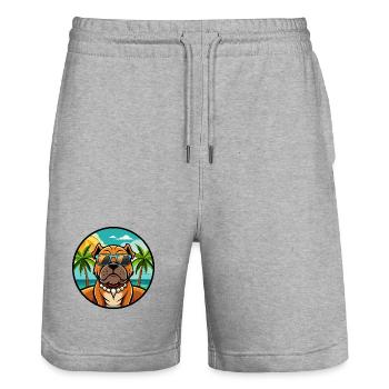 Bordeauxdogge Hunderasse Cartoon Sonnenbrille Strand - Stanley/Stella Unisex Bio Joggingshorts Trainer  - Grau meliert - Vorne - Nik (191cm) & Marisol (170cm)