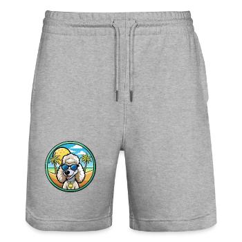 Corded Poodle Dog Breed Cartoon Sunglasses Beach - Stanley/Stella Trainer Unisex Organic Jogging Shorts - heather grey - Front - Nik (191cm) & Marisol (170cm)