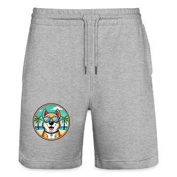 Central Asian Shepherd Dog Breed Cartoon Beach - Stanley/Stella Trainer Unisex Organic Jogging Shorts - heather grey - Front - Nik (191cm) & Marisol (170cm)