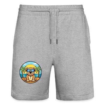Broholmer Hunderasse Cartoon Sonnenbrille Strand - Stanley/Stella Unisex Bio Joggingshorts Trainer  - Grau meliert - Vorne - Nik (191cm) & Marisol (170cm)