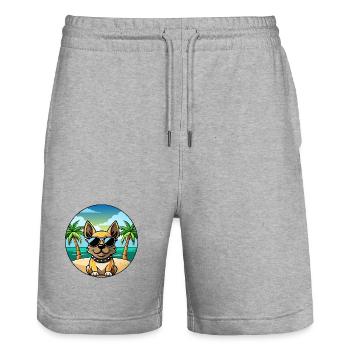 Braque Français Hunderasse Cartoon Sonnenbrille Strand - Stanley/Stella Unisex Bio Joggingshorts Trainer  - Grau meliert - Vorne - Nik (191cm) & Marisol (170cm)