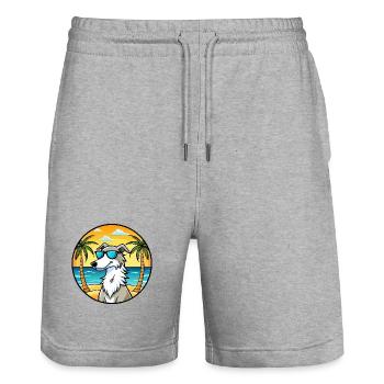 Barsoi Hund Rasse Cartoon Sonnenbrille Strand - Stanley/Stella Unisex Bio Joggingshorts Trainer  - Grau meliert - Vorne - Nik (191cm) & Marisol (170cm)