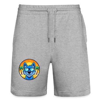 Blaue Spitzenhunderasse Cartoon Sonnenbrille Strand - Stanley/Stella Unisex Bio Joggingshorts Trainer  - Grau meliert - Vorne - Nik (191cm) & Marisol (170cm)