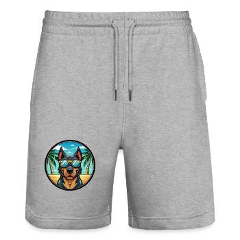 Beauceron Hunderasse Cartoon Sonnenbrille Strand - Stanley/Stella Unisex Bio Joggingshorts Trainer  - Grau meliert - Vorne - Nik (191cm) & Marisol (170cm)