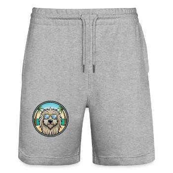 Bergamasco Chien Race Dessin Animé Lunettes De Soleil Plage - Short de jogging bio TRAINER Stanley/Stella unisexe - gris chiné - Devant - Nik (191cm) & Marisol (170cm)