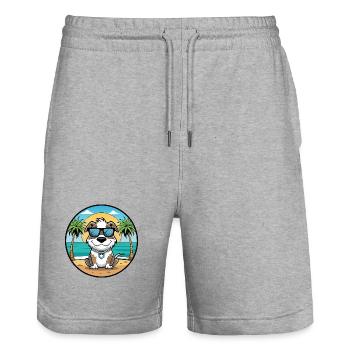 Argentino Chien Race Dessin Animé Lunettes De Soleil Plage - Short de jogging bio TRAINER Stanley/Stella unisexe - gris chiné - Devant - Nik (191cm) & Marisol (170cm)