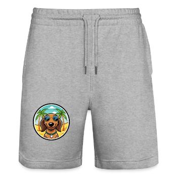Westfälischer Dachsbracke Hunderasse Cartoon Beach - Stanley/Stella Unisex Bio Joggingshorts Trainer  - Grau meliert - Vorne - Nik (191cm) & Marisol (170cm)