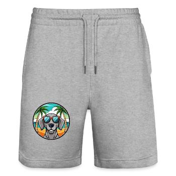 Weimaraner Hund Rasse Cartoon Sonnenbrille Strand - Stanley/Stella Unisex Bio Joggingshorts Trainer  - Grau meliert - Vorne - Nik (191cm) & Marisol (170cm)