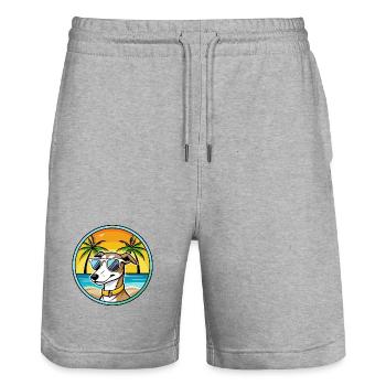 Whippet Hund Rasse Cartoon Sonnenbrille Strand - Stanley/Stella Unisex Bio Joggingshorts Trainer  - Grau meliert - Vorne - Nik (191cm) & Marisol (170cm)