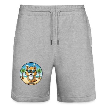 Jouet Spitz Allemand Chien Race Dessin Animé Lunettes De Soleil Plage - Short de jogging bio TRAINER Stanley/Stella unisexe - gris chiné - Devant - Nik (191cm) & Marisol (170cm)