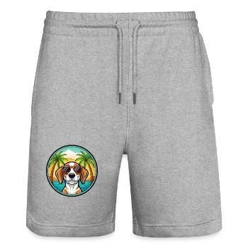Treeing Walker Coonhound Hunderasse Cartoon Strand - Stanley/Stella Unisex Bio Joggingshorts Trainer  - Grau meliert - Vorne - Nik (191cm) & Marisol (170cm)
